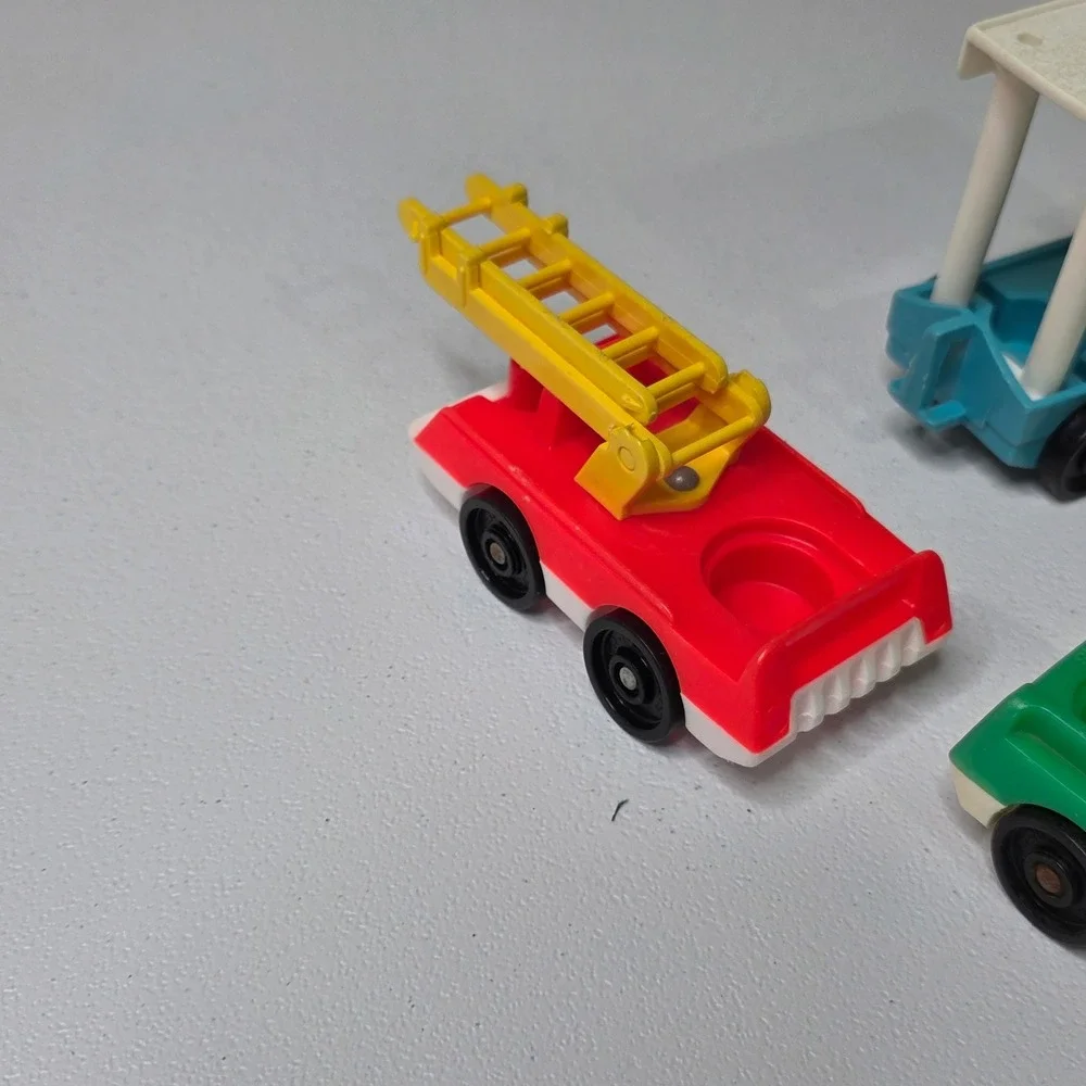 Vintage Fisher Price Little People Toy Vehicles Cars Zoo Tram Lot 9 pcs